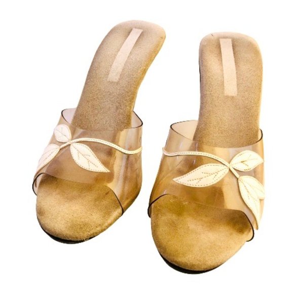 Vintage 80's Clear Transparent Vinyl Upper & Heel Sandal Slide Womens 8 - Picture 4 of 13